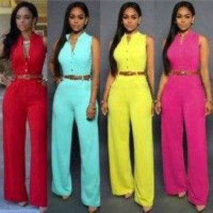 V Neck Wide Leg Jumpsuit